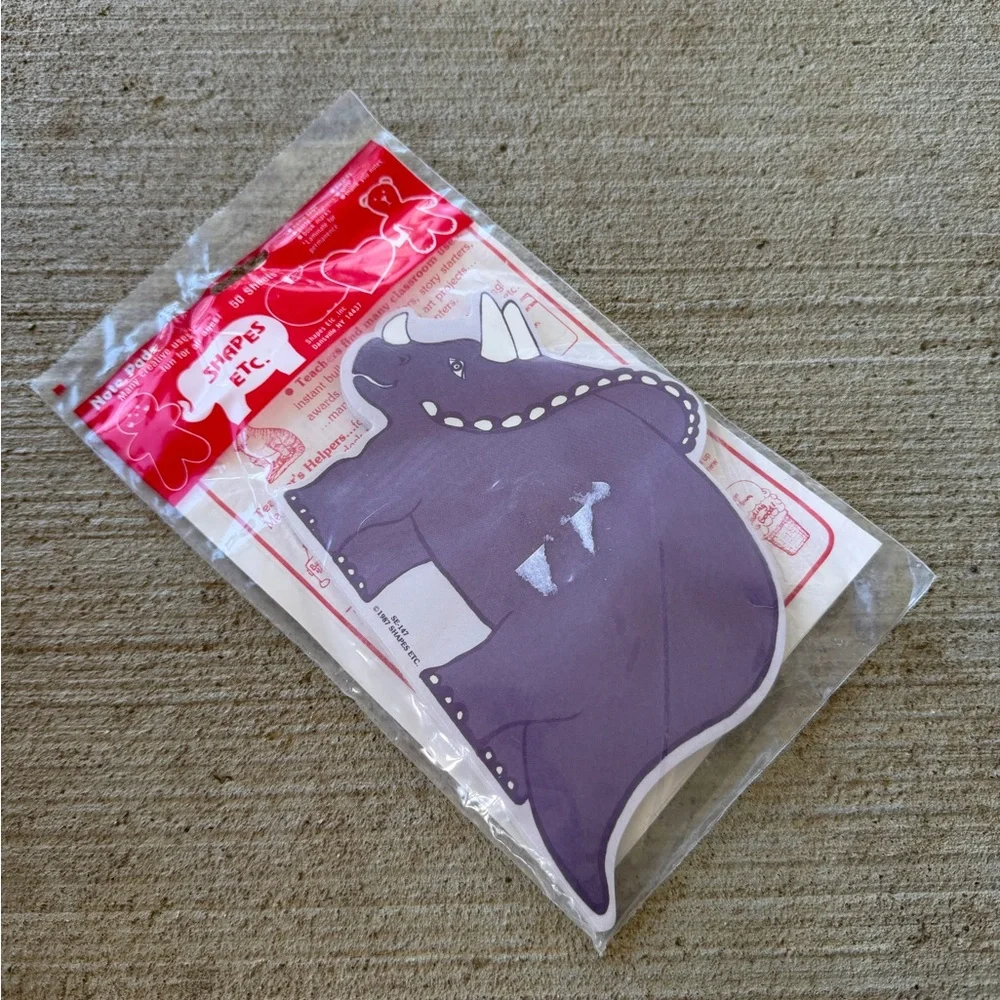1987 Shapes Etc. Purple Triceratops Notepad‎ 50 sheets New! Vintage Rare